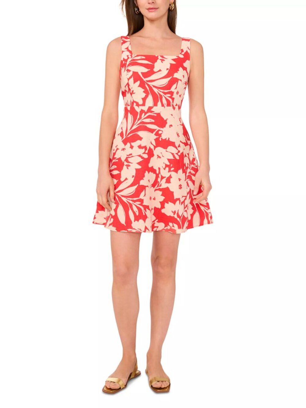 Vince Camuto linen-blend sleeveless floral mini dress NWT XS